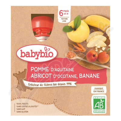 BABYBIO jablko-meruňka-banán 6m+ 4x90g