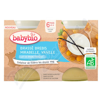 BABYBIO ovčí mléko-mirabelky-vanilka 6m+ 2x130g