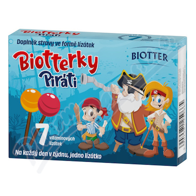 Biotterky vitamínová lízátka Piráti 7ks