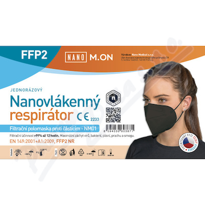 NANO M.ON nanovlákenný respirátor FFP2 černý 1ks