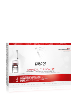 Vichy Dercos Aminexil Clinical 5 cielená starostlivosť proti vypadávaniu vlasov pre ženy Mult-Targed Anti-Hair Loss Treating Care 21 x 6 ml