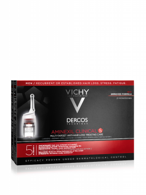 Vichy Dercos Aminexil Clinical 5 cielená starostlivosť proti vypadávaniu vlasov pre mužov Multi-Target Anti-Hair Loss Treating Care 21 x 6 ml