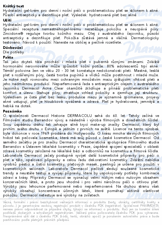 Dermacol Acneclear hydratač.pleť.krém na akné 50ml