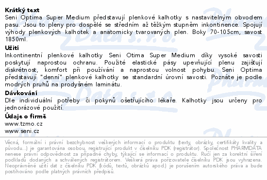 Seni Optima Super Medium ink.plenk.kalhotky 10ks