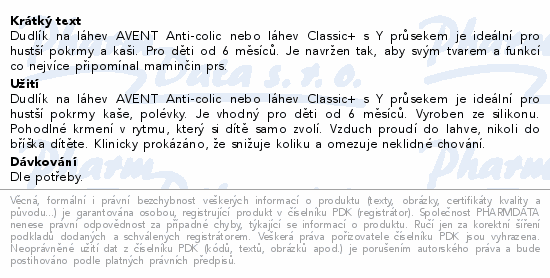 AVENT Dudlík Classic+ průsek Y na kaši 2ks