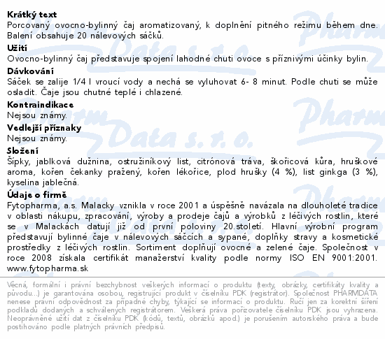 Ovocno-bylinný čaj Hruška +Ginkgo 20x2g Fytopharma