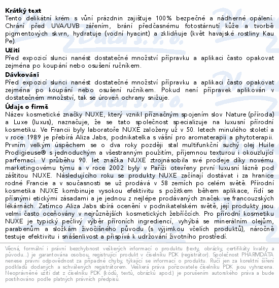NUXE SUN Delikátní krém na tvář SPF30 50ml