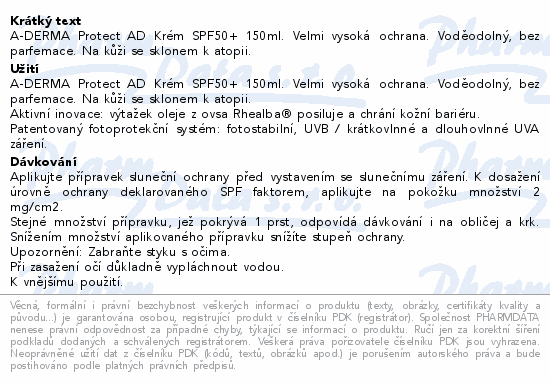 A-DERMA Protect AD Krém SPF50+ 150ml