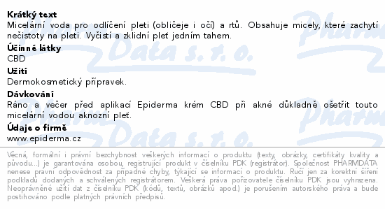 EPIDERMA bioaktivní CBD micel.voda při akné 300ml