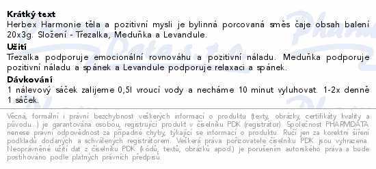 HERBEX Harmonie těla a pozitivní mysli n.s.20x3g