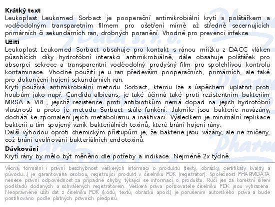 Leukoplast Leukomed Sorbact antim.krytí 8x10cm 3ks