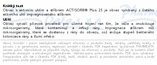 Actisorb Plus krytí s uhl.a stříbr. 10.5x19cm 10ks