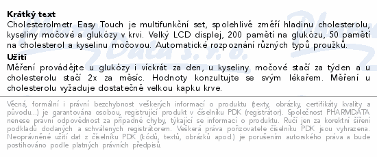 Cholesterolmetr EASY TOUCH (3 v 1)