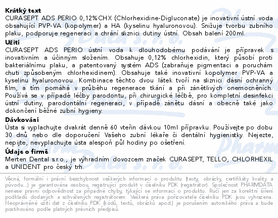 CURASEPT ADS PERIO ústní voda 0.12%CHX 200ml