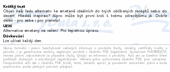 Alpro Sójová smetana na vaření 250ml