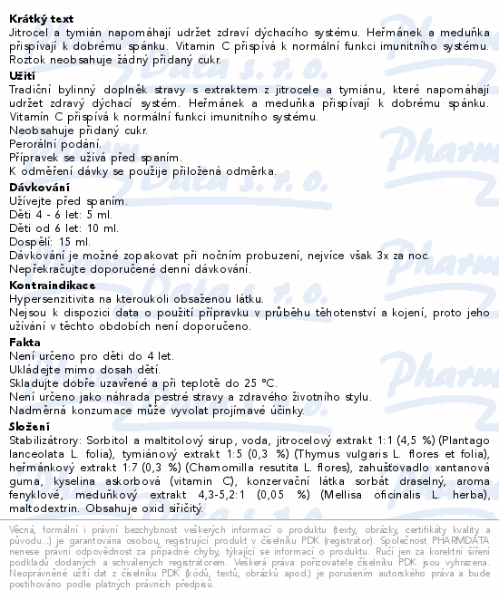 Mucoplant Jitrocelový roztok Na dobrou noc 100ml