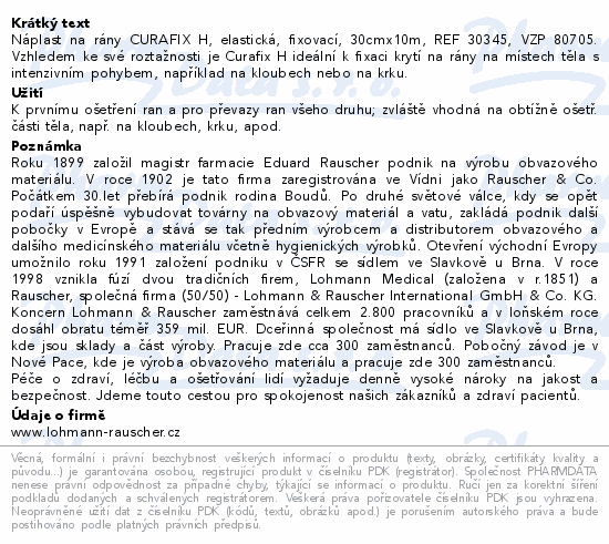 Náplast Curafix H elast.fixovací 30cmx10m 1ks