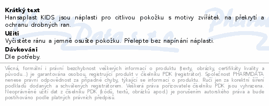 Hansaplast Kids Sensitive náplast zvířátka 1m