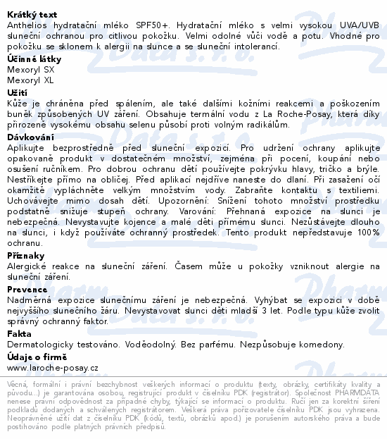 LA ROCHE-POSAY ANTHELIOS opaľovacie mlieko SPF50+ 250ml