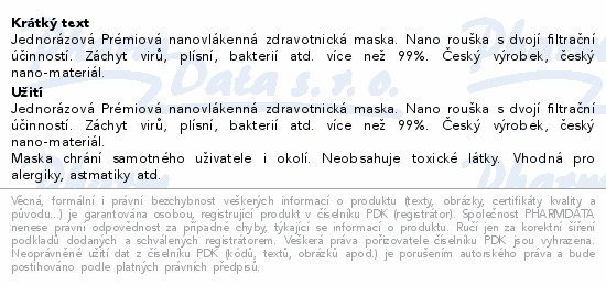 NANO M.ON nanovlákenná maska prémiová 10ks