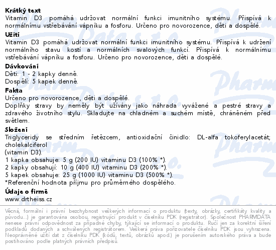 Detritin 400 IU Vitamin D3 kapky 30ml