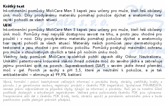 MoliCare Premium Men 5 kapek ink.vložky 14ks