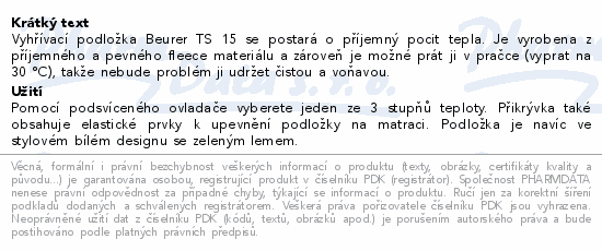 Výhřevná podložka do postele Beurer TS 15