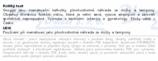 Snuggs Menstruační kalhotky stř.men.klasik střih M