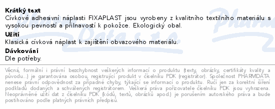 FIXAplast TAPE cívková náplast ECO 2.5cmx5m