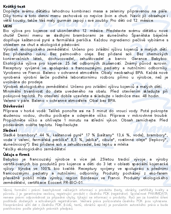 BABYBIO slad.bram-kaštan.pyré-perlička12m+ 230g