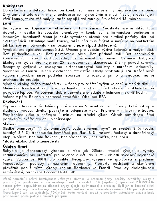 BABYBIO slad.bram-suš.švestky-perlička 15m+ 260g