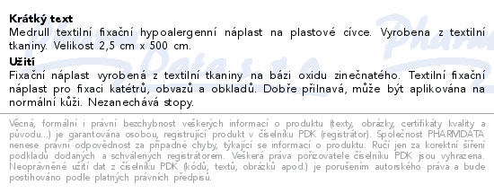 Medrull textil.hyp.fixační náplast 2.5x500cm cívka