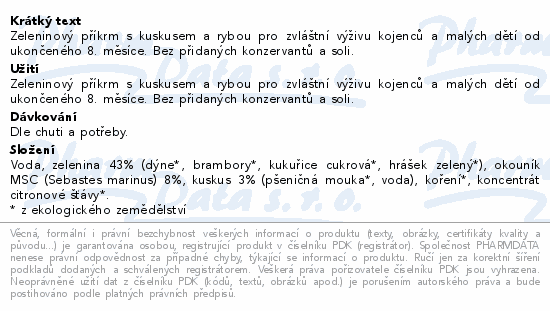 Rudolfs kapsička Zelenina kuskus ryba 110g 6M+