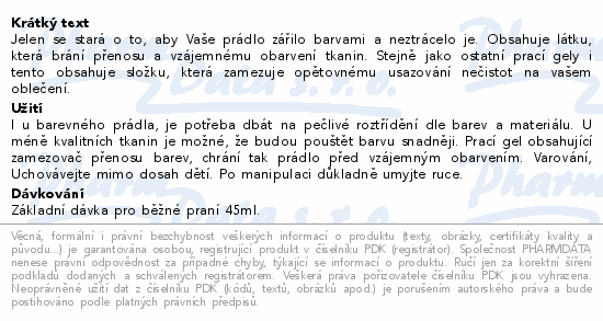 JELEN prací gel na barevné prádlo 3.6l