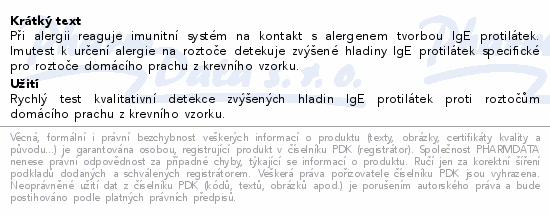 Imutest Autotest na alergie Roztoči