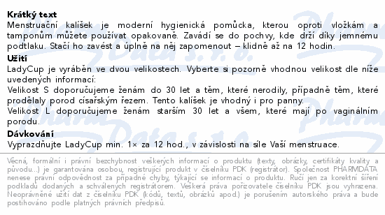 LadyCup Revolution menstruační kalíšek bílý velký