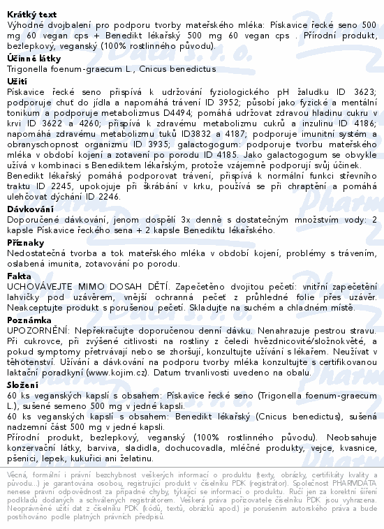 ORGANIKA PÍSKAVICE & BENEDIKT 500mg cps.2x60