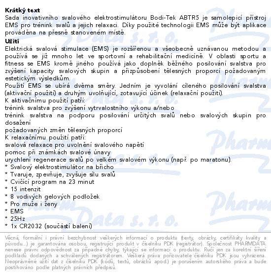 Elektostimulátor pro břišní svaly Bodi-Tek ABTR5