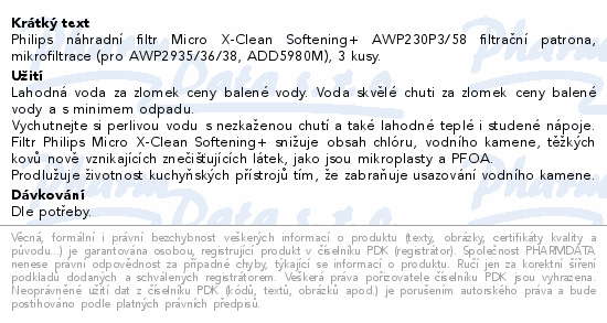 Philips AWP230P3 Softening+ filtrační patrona 3ks