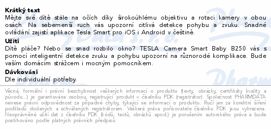 TESLA Smart Camera Baby B250