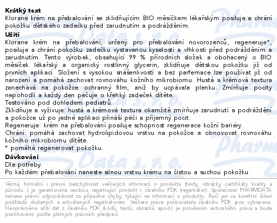 KLORANE BEBE Krém na přebal.s Bio měsíčkem 100ml