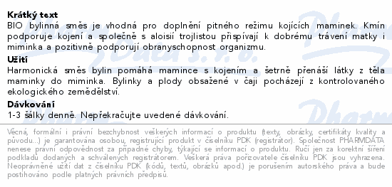 LEROS čaj s kmínem kojící Bio 20x1.8g