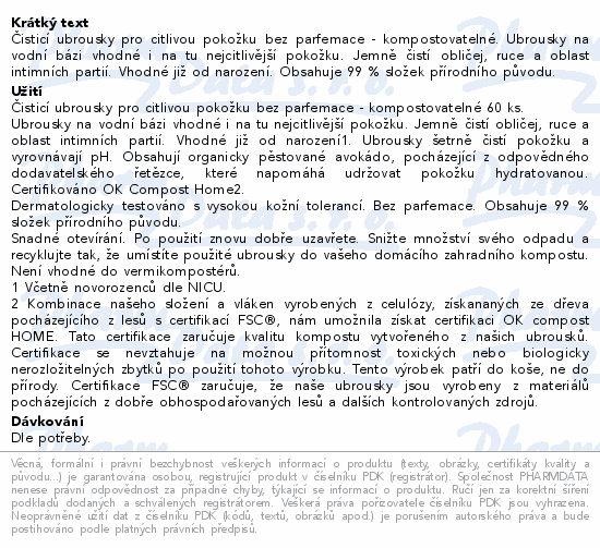 Mustela Čist.ubrousky pro cit. pokožku-komp. 60ks