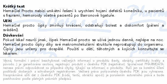 HemaGel PROCTO 15ks rektálních čípků II