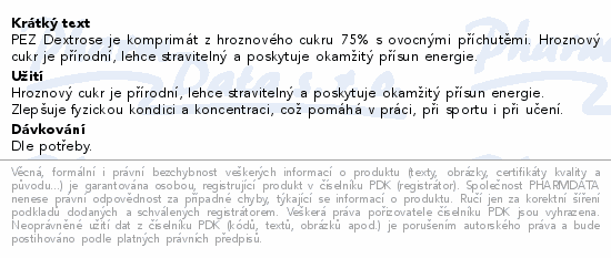 PEZ Dextrose hroznový cukr malina pomer.citron 30g