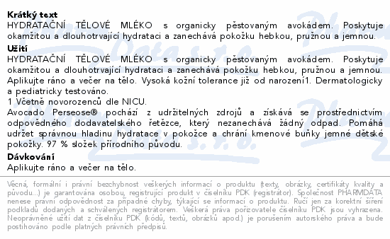 Mustela Hydratační tělové mléko 750ml