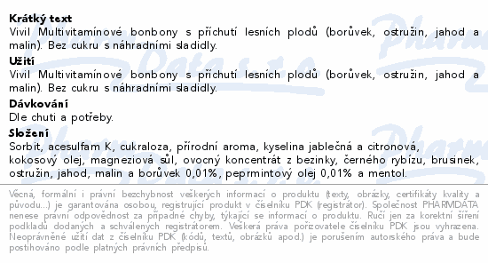 Vivil Multivitamín lesní plody bez cukru 28g