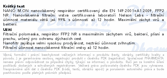 NANO M.ON nanovlákenný respirátor FFP2 černý 5ks