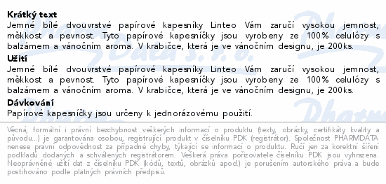 Linteo Kapesníky papírové 2vrstvé Vánoční 200ks