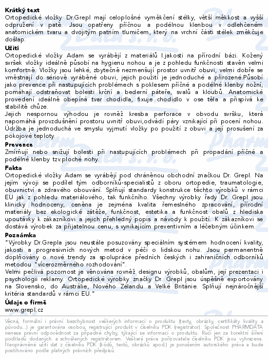 DR.GREPL Vložky ortop.celkové Adam vel.38